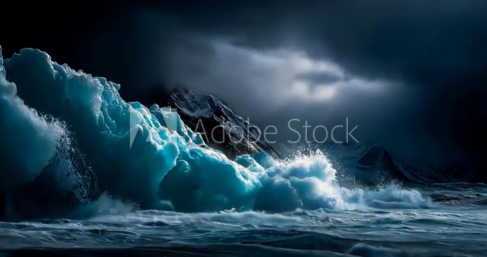 Glacial Ice Breaking into Ocean